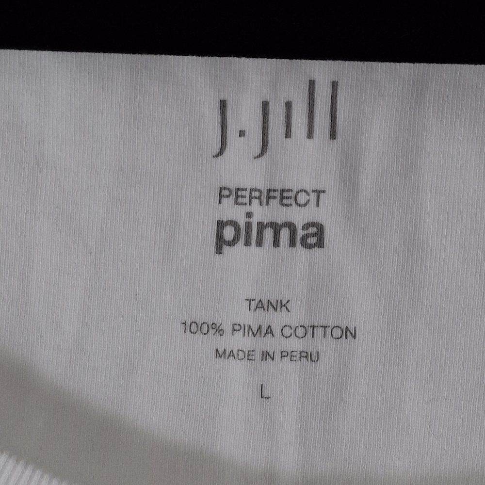 2 J.Jill Perfect Pima 100% Cotton Tank Tops White & Pale Green Summer Womens L - Picture 3 of 10